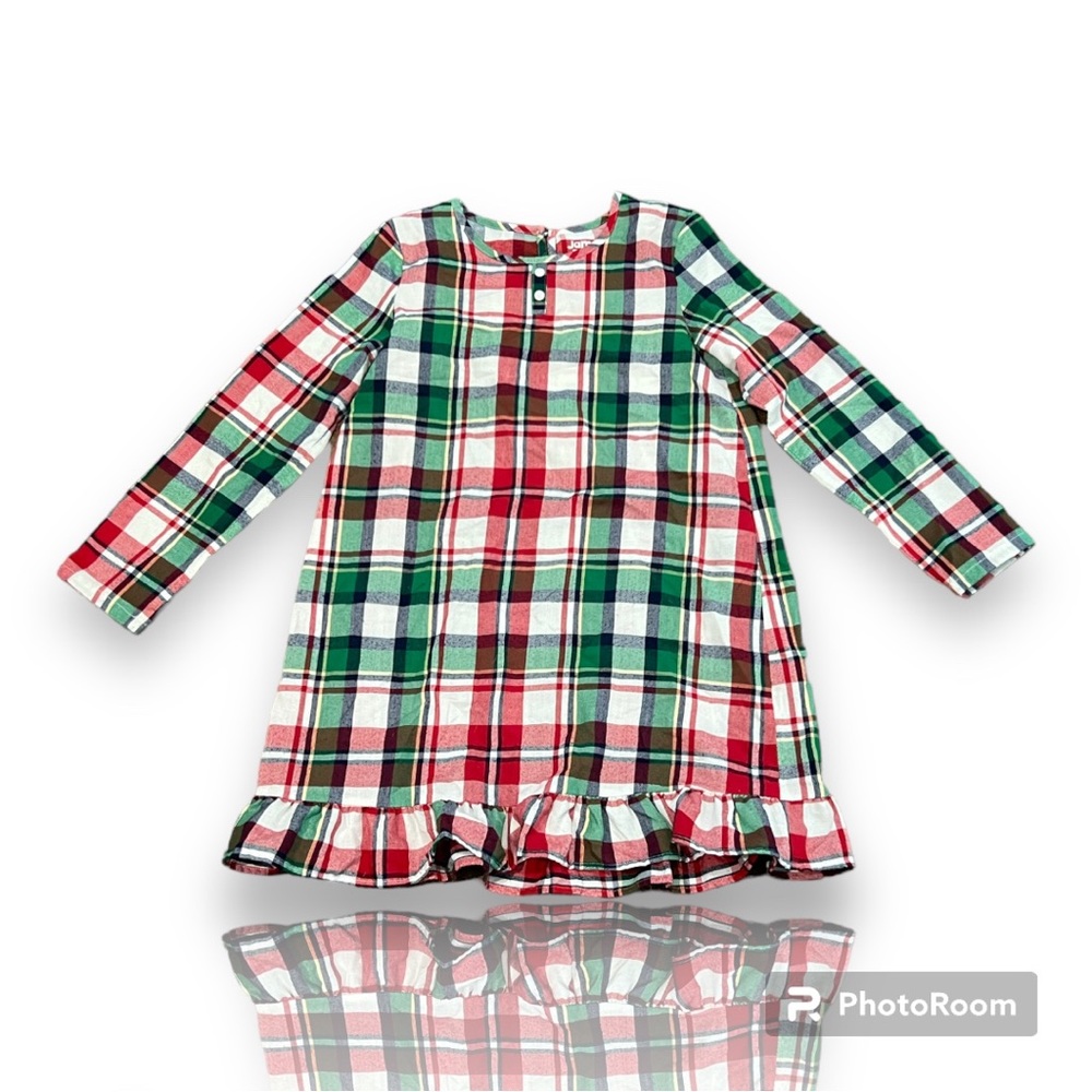Girls Christmas Red Green Plaid Holiday PJ's Nightgown Winter sz 10-12 Jammies